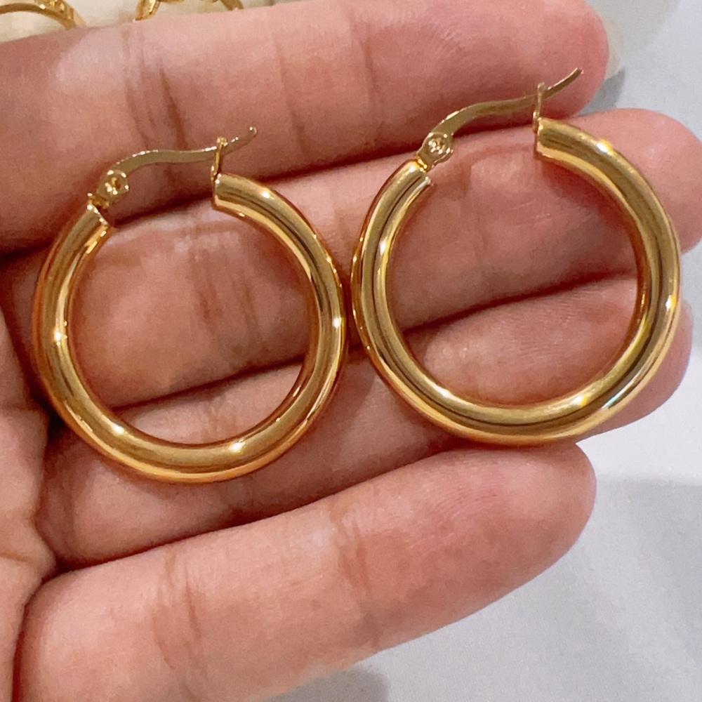 18k Gold plated thick Hoop Earrings